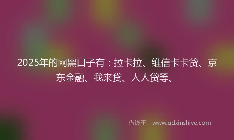 2025年的网黑口子有：拉卡拉、维信卡卡贷、京东金融、我来贷、人人贷等。