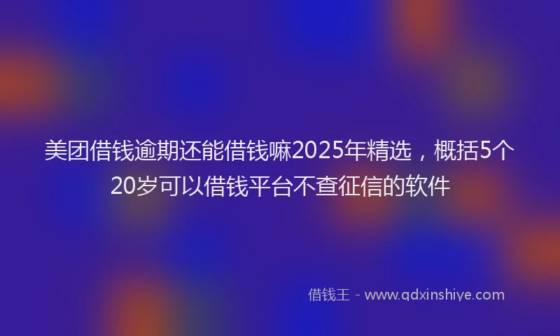 美团借钱逾期还能借钱嘛2025年精选，概括5个20岁可以借钱平台不查征信的软件