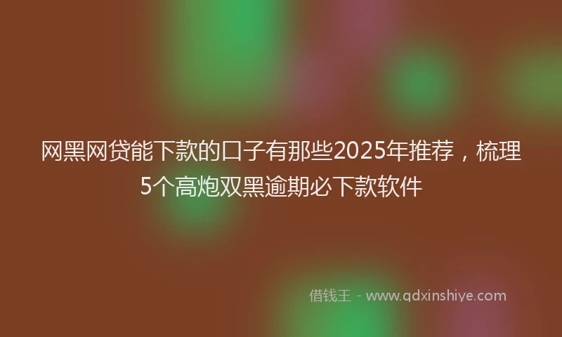 网黑网贷能下款的口子有那些2025年推荐，梳理5个高炮双黑逾期必下款软件