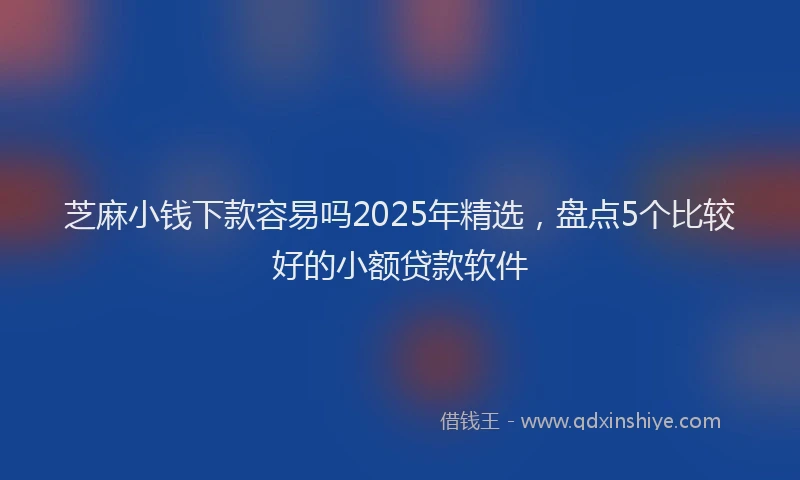 芝麻小钱下款容易吗2025年精选，盘点5个比较好的小额贷款软件