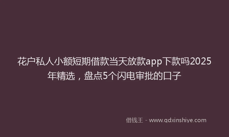 花户私人小额短期借款当天放款app下款吗2025年精选，盘点5个闪电审批的口子