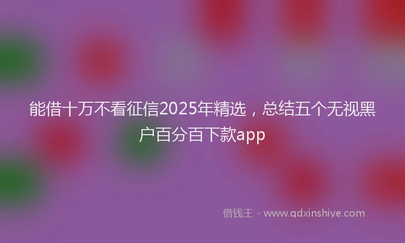能借十万不看征信2025年精选，总结五个无视黑户百分百下款app