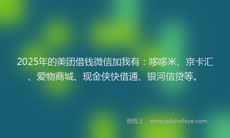 2025年的美团借钱微信加我有:哆哆米、京卡汇、爱物商城、现金侠快借通、银河信贷等。