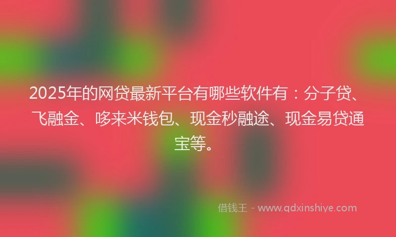 2025年的网贷最新平台有哪些软件有：分子贷、飞融金、哆来米钱包、现金秒融途、现金易贷通宝等。