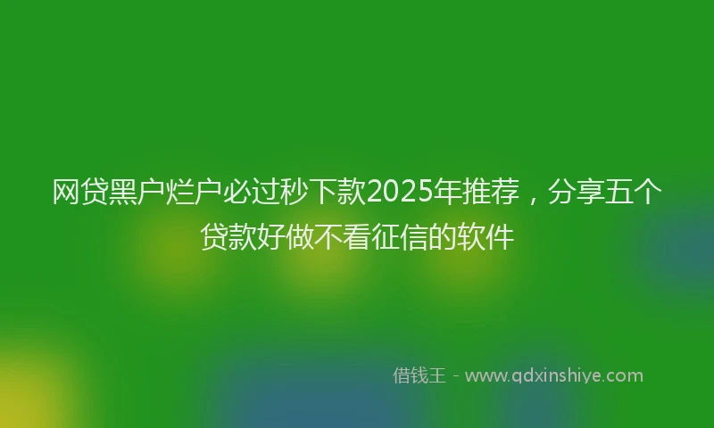 网贷黑户烂户必过秒下款2025年推荐，分享五个贷款好做不看征信的软件