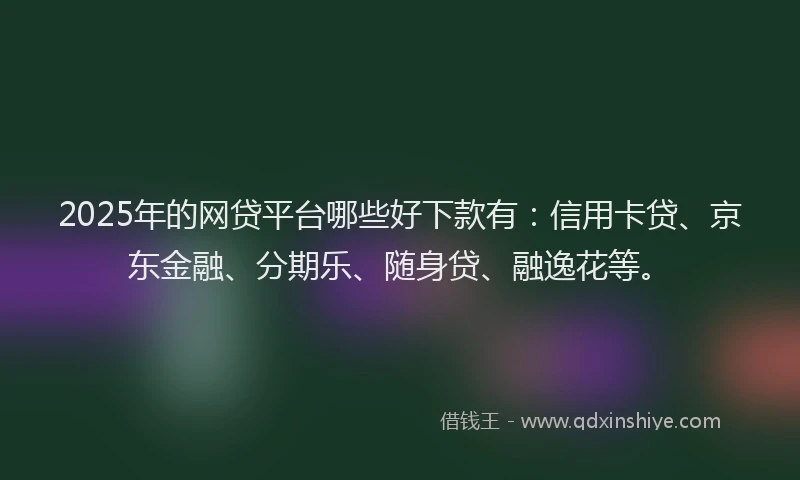 2025年的网贷平台哪些好下款有：信用卡贷、京东金融、分期乐、随身贷、融逸花等。