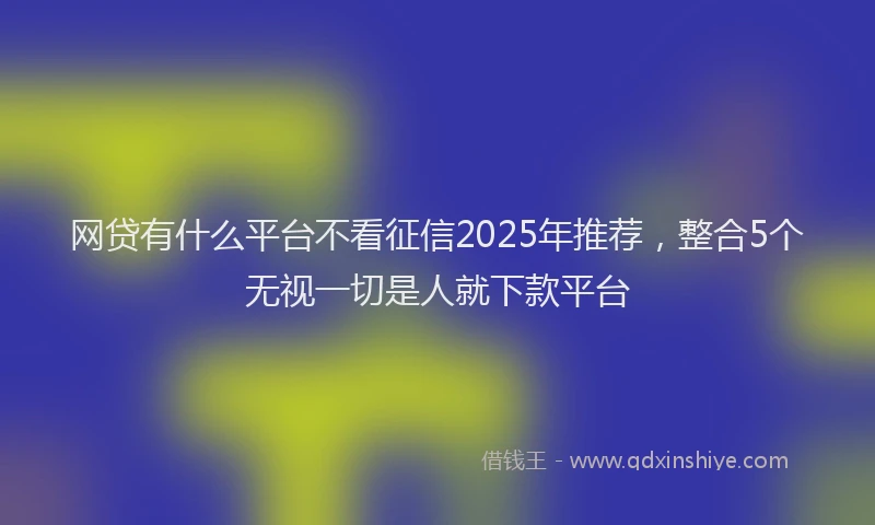 网贷有什么平台不看征信2025年推荐，整合5个无视一切是人就下款平台