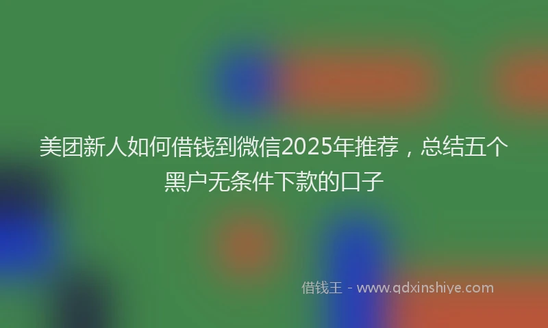 美团新人如何借钱到微信2025年推荐，总结五个黑户无条件下款的口子