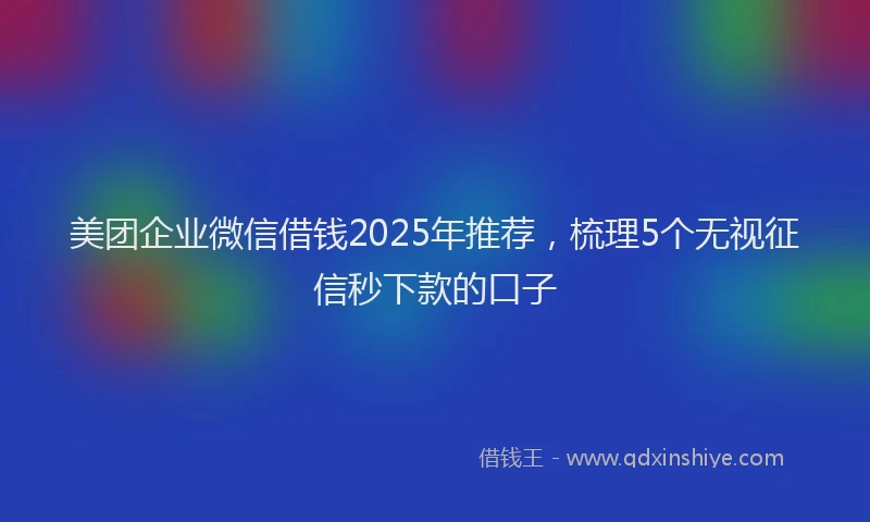 美团企业微信借钱2025年推荐，梳理5个无视征信秒下款的口子
