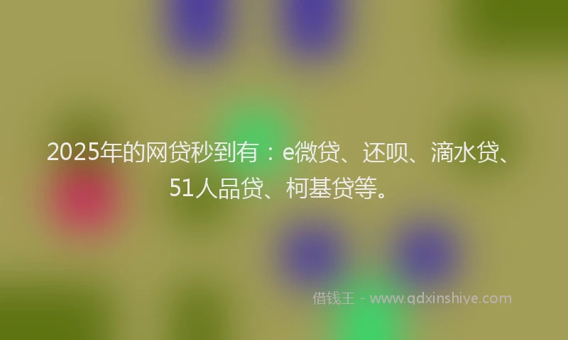 2025年的网贷秒到有：e微贷、还呗、滴水贷、51人品贷、柯基贷等。
