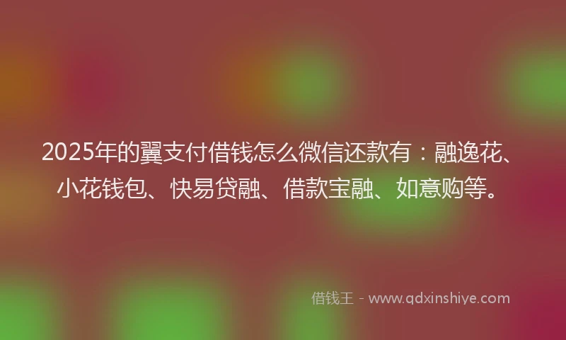 2025年的翼支付借钱怎么微信还款有：融逸花、小花钱包、快易贷融、借款宝融、如意购等。