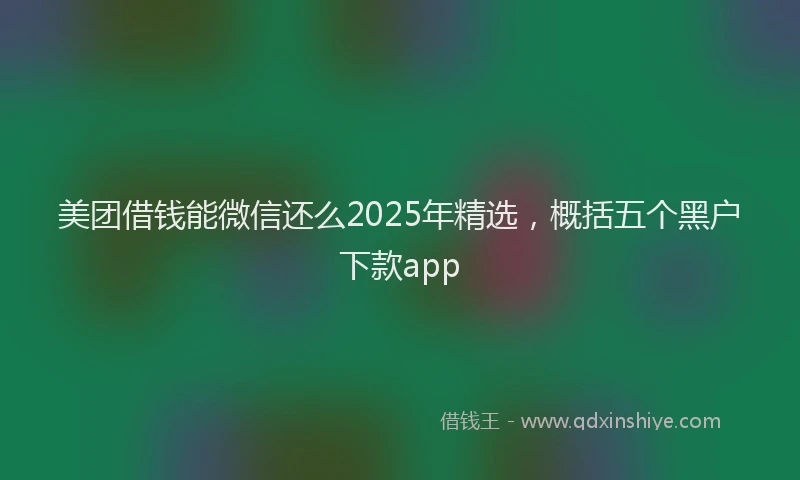 美团借钱能微信还么2025年精选，概括五个黑户下款app