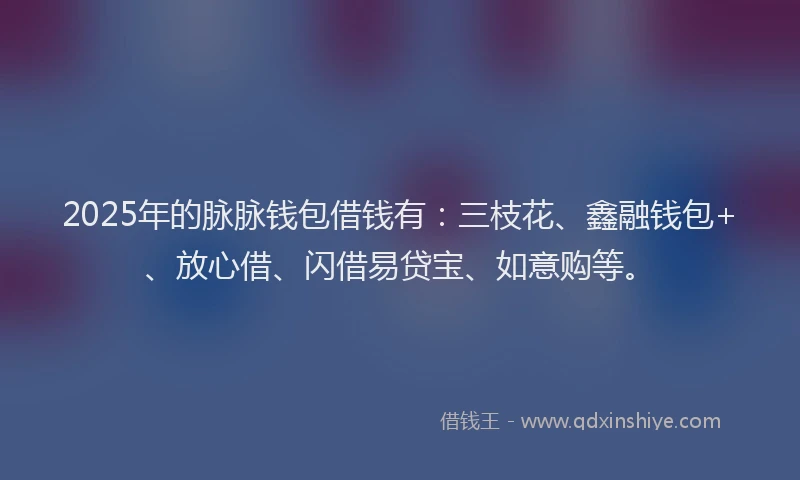 2025年的脉脉钱包借钱有：三枝花、鑫融钱包+、放心借、闪借易贷宝、如意购等。
