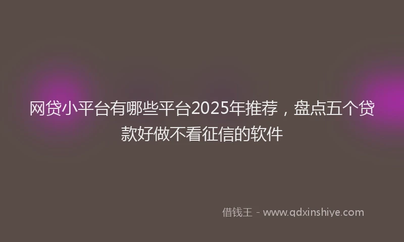 网贷小平台有哪些平台2025年推荐，盘点五个贷款好做不看征信的软件