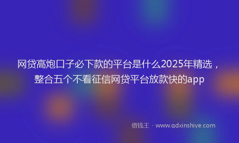 网贷高炮口子必下款的平台是什么2025年精选，整合五个不看征信网贷平台放款快的app