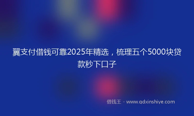 翼支付借钱可靠2025年精选，梳理五个5000块贷款秒下口子