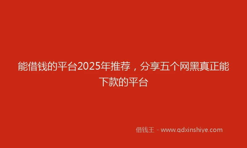 能借钱的平台2025年推荐，分享五个网黑真正能下款的平台