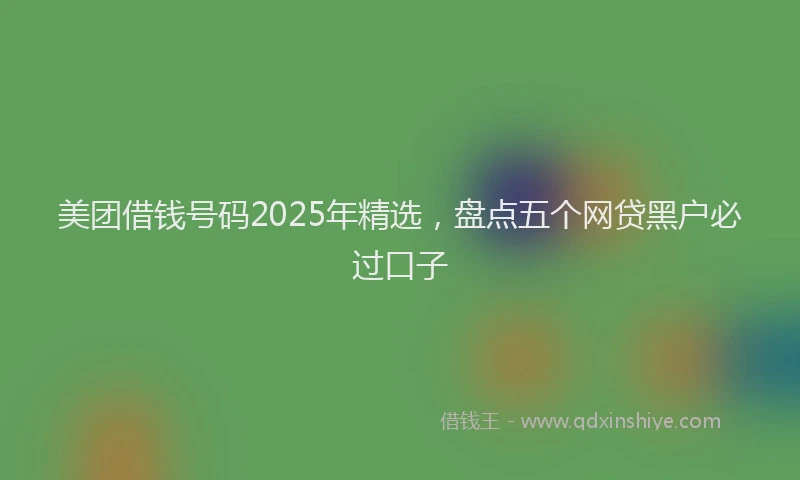 美团借钱号码2025年精选，盘点五个网贷黑户必过口子