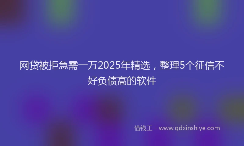 网贷被拒急需一万2025年精选，整理5个征信不好负债高的软件