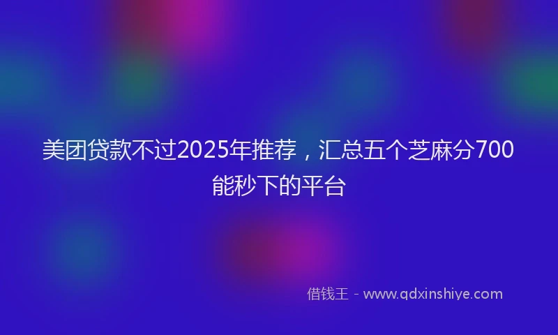 美团贷款不过2025年推荐，汇总五个芝麻分700能秒下的平台
