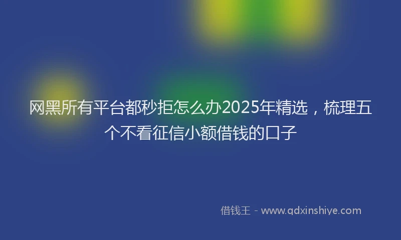 网黑所有平台都秒拒怎么办2025年精选，梳理五个不看征信小额借钱的口子