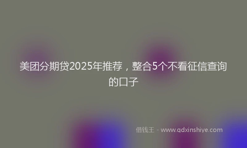 美团分期贷2025年推荐，整合5个不看征信查询的口子