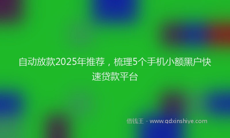 自动放款2025年推荐，梳理5个手机小额黑户快速贷款平台