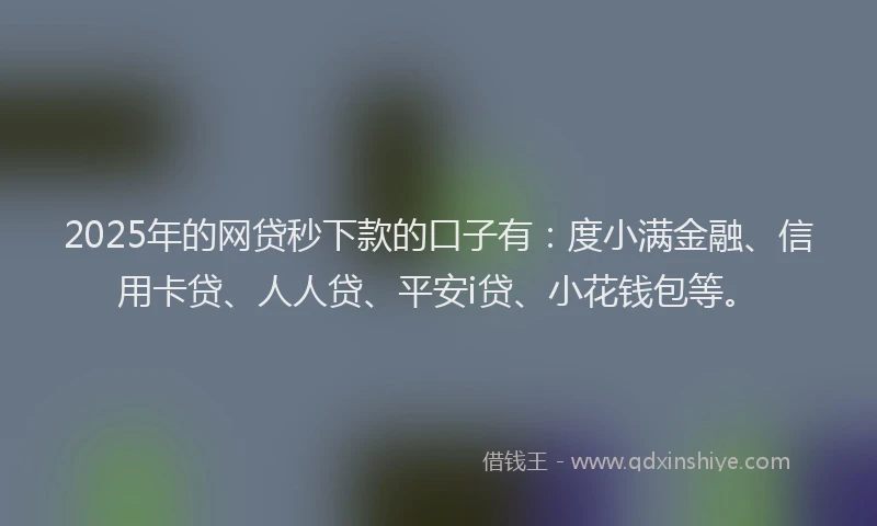 2025年的网贷秒下款的口子有：度小满金融、信用卡贷、人人贷、平安i贷、小花钱包等。