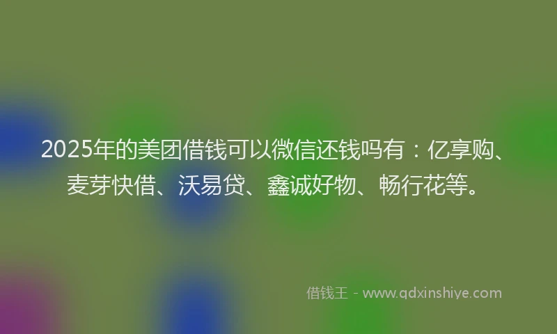 2025年的美团借钱可以微信还钱吗有：亿享购、麦芽快借、沃易贷、鑫诚好物、畅行花等。