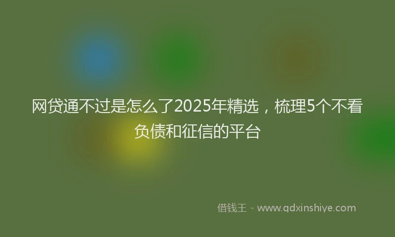 网贷通不过是怎么了2025年精选，梳理5个不看负债和征信的平台