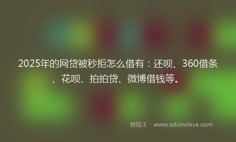 2025年的网贷被秒拒怎么借有：还呗、360借条、花呗、拍拍贷、微博借钱等。
