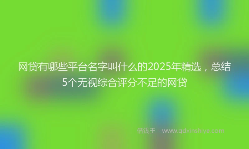 网贷有哪些平台名字叫什么的2025年精选，总结5个无视综合评分不足的网贷
