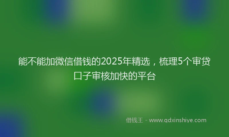 能不能加微信借钱的2025年精选，梳理5个审贷口子审核加快的平台