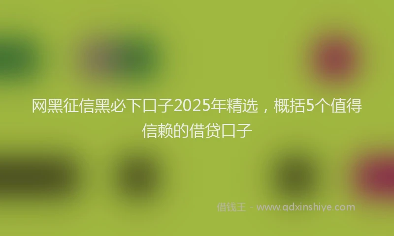 网黑征信黑必下口子2025年精选，概括5个值得信赖的借贷口子