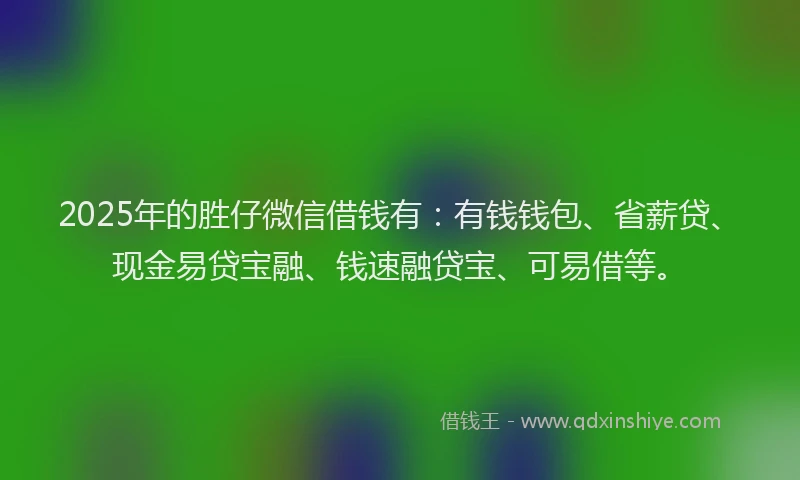 2025年的胜仔微信借钱有：有钱钱包、省薪贷、现金易贷宝融、钱速融贷宝、可易借等。