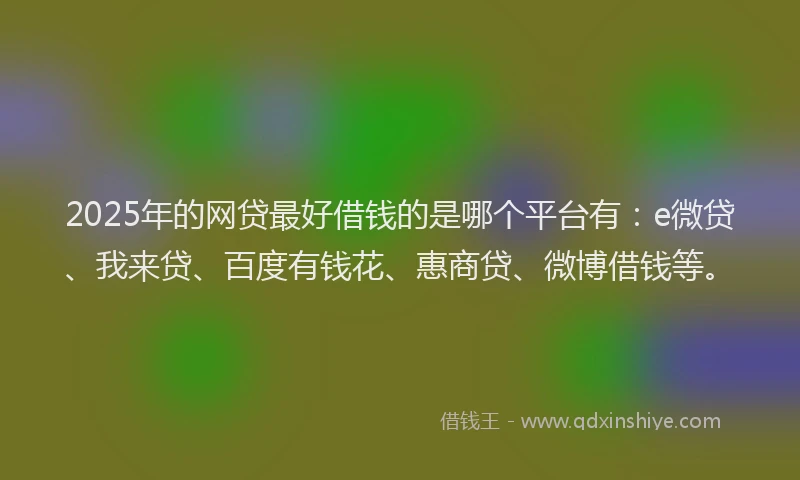 2025年的网贷最好借钱的是哪个平台有：e微贷、我来贷、百度有钱花、惠商贷、微博借钱等。