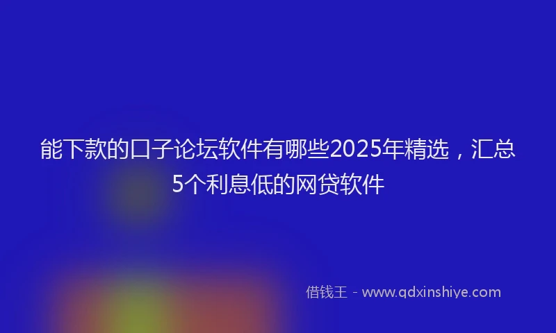 能下款的口子论坛软件有哪些2025年精选，汇总5个利息低的网贷软件
