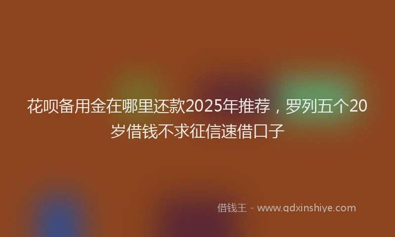 花呗备用金在哪里还款2025年推荐，罗列五个20岁借钱不求征信速借口子