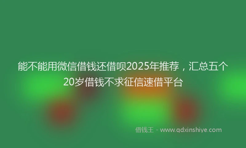 能不能用微信借钱还借呗2025年推荐，汇总五个20岁借钱不求征信速借平台