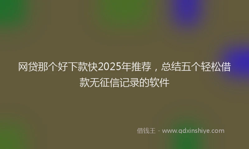 网贷那个好下款快2025年推荐，总结五个轻松借款无征信记录的软件