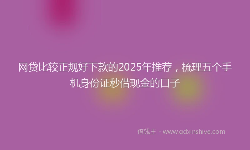 网贷比较正规好下款的2025年推荐，梳理五个手机身份证秒借现金的口子