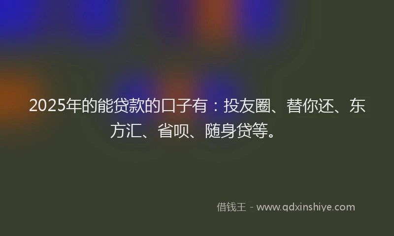 2025年的能贷款的口子有：投友圈、替你还、东方汇、省呗、随身贷等。