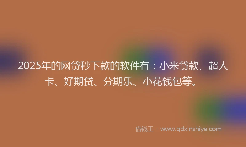 2025年的网贷秒下款的软件有：小米贷款、超人卡、好期贷、分期乐、小花钱包等。