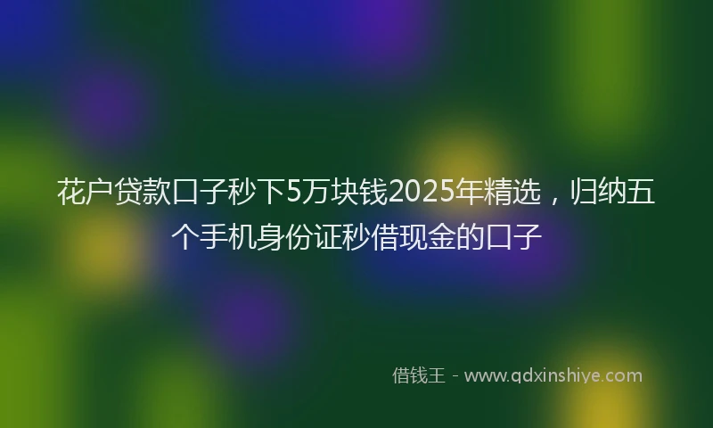 花户贷款口子秒下5万块钱2025年精选，归纳五个手机身份证秒借现金的口子