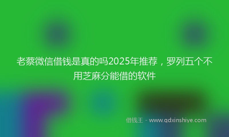 老蔡微信借钱是真的吗2025年推荐，罗列五个不用芝麻分能借的软件