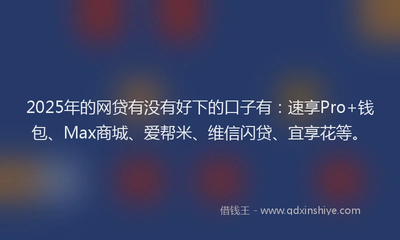 2025年的网贷有没有好下的口子有：速享Pro+钱包、Max商城、爱帮米、维信闪贷、宜享花等。