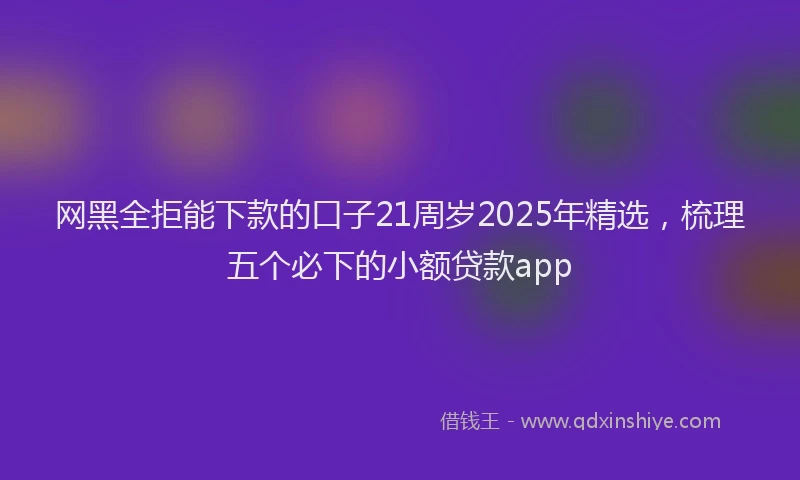 网黑全拒能下款的口子21周岁2025年精选，梳理五个必下的小额贷款app