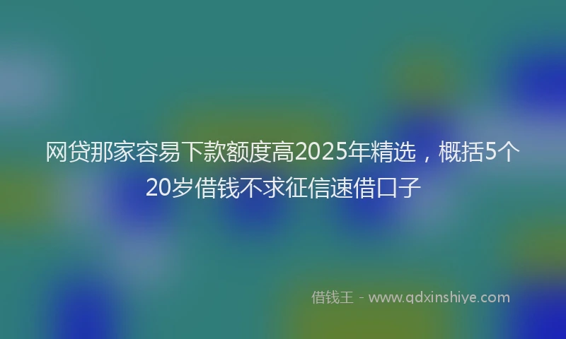网贷那家容易下款额度高2025年精选，概括5个20岁借钱不求征信速借口子