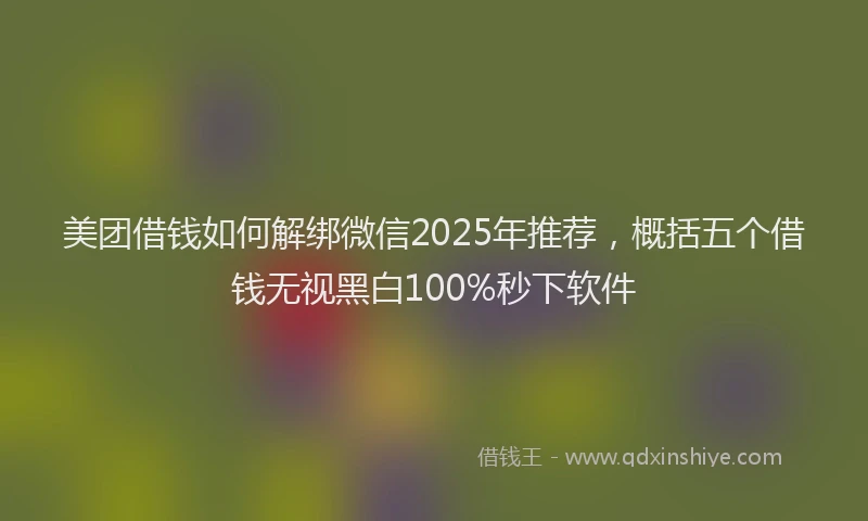 美团借钱如何解绑微信2025年推荐，概括五个借钱无视黑白100%秒下软件