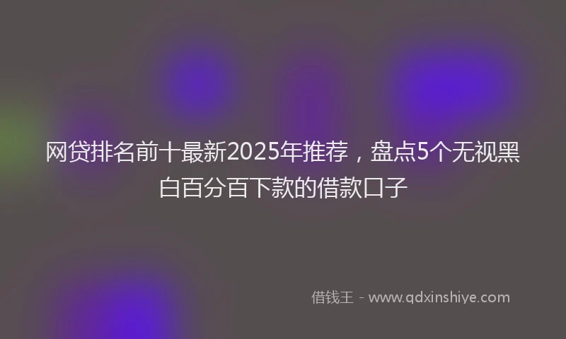 网贷排名前十最新2025年推荐，盘点5个无视黑白百分百下款的借款口子